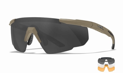 WileyX schietbril - SABER ADVANCED, 3 glazen / mat tan frm